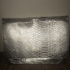 Silver textured clutch